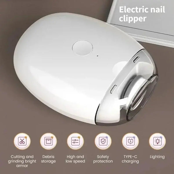 2 IN 1 Electric Nail Clipper Cutter With LED Light